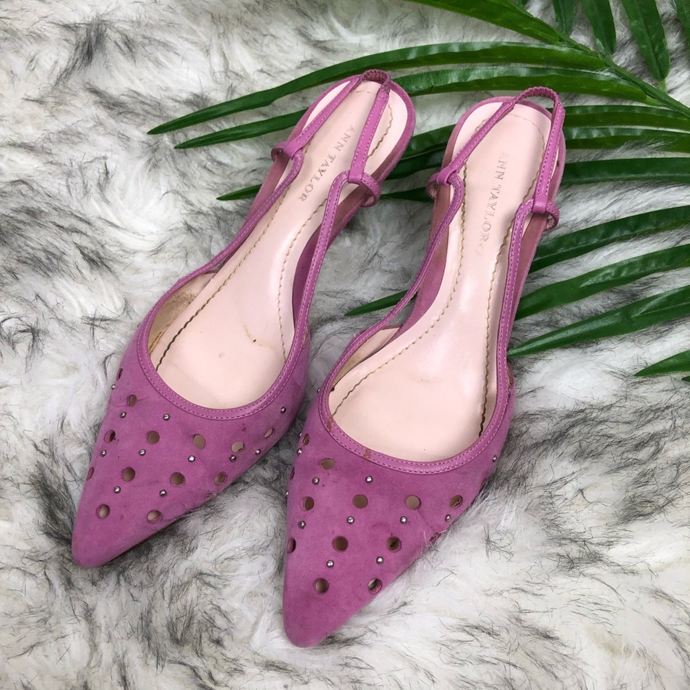 Ann Taylor Light Purple Suede Heels Pointy 5.5